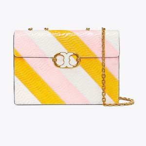 Tory Burch Yellow Gemini Link Snake Shoulder Bag
